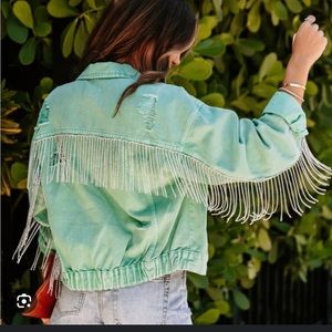 Diamond Rodeo Rhinestone Fringe Denim Jacket